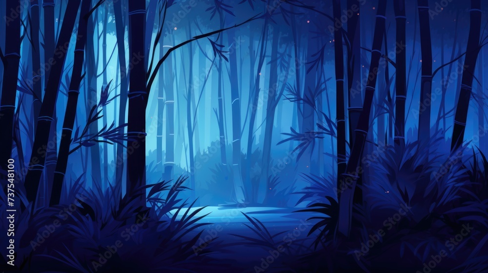 Background with bamboo forest in Sapphire color.