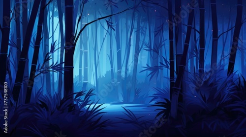 Background with bamboo forest in Sapphire color.