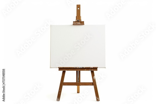 Blank canvas on an isolated easel with a white background