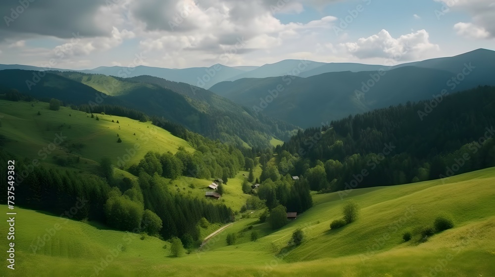 Idyllic Landscape Carpathian Alps Fresh Green