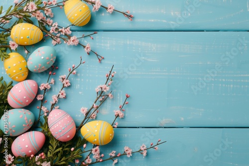 Happy Easter Eggs Basket golden egg. Bunny in flower easter organic gardening decoration Garden. Cute hare 3d Alleluia easter rabbit spring illustration. Holy week fluffy toy card wallpaper basket