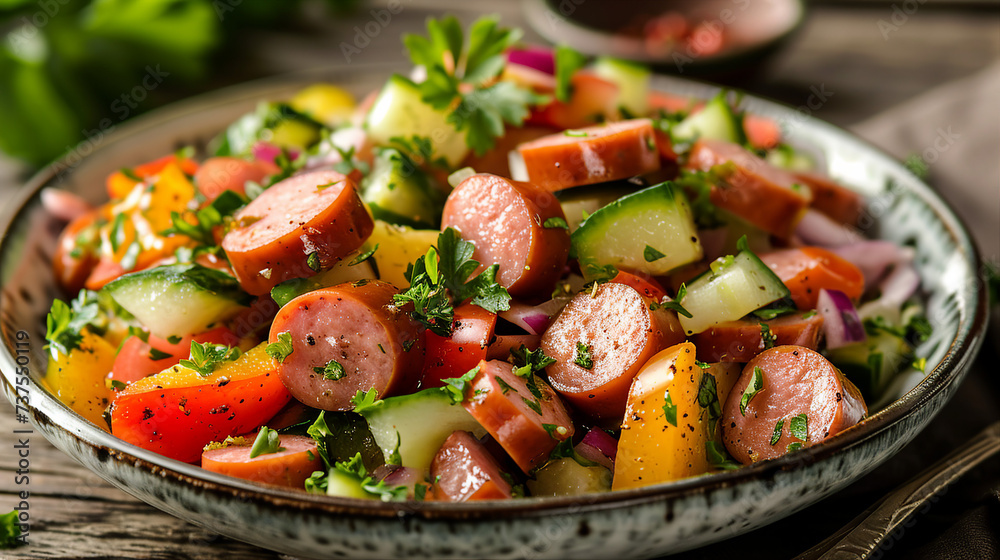 German Wurstsalat - Sausage Salad Delight Photo German Wurstsalat - Sausage Salad Delight Photo