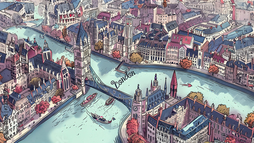 illustration london travel map
