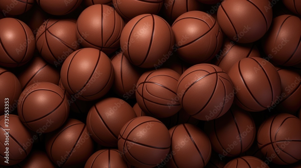 Background with basketballs in Rosewood color.