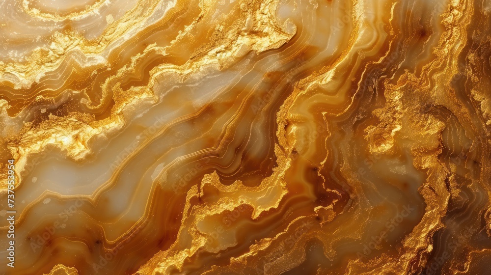 a close up of a marbled surface that looks like it has gold and white swirls on top of it. a close up of a marbled surface that looks like it has gold and white swirls on top of it.
