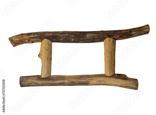 natural wooden frame on white, isolated