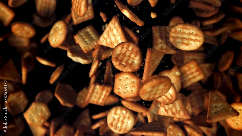 Cookies fly up and fall down. Filmed on a high-speed camera at 1000 fps. High quality FullHD footage Cookies fly up and fall down. Filmed on a high-speed camera at 1000 fps. High quality FullHD footage