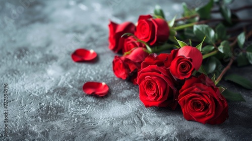 bouquet of red roses on a table. generative ai