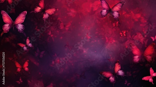 Background with butterflies in Crimson color photo