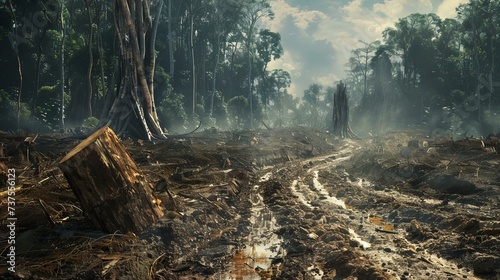 deforestation and illegal logging of evergreen forest © Christopher