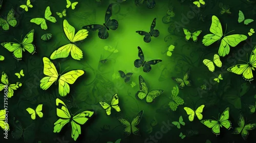Naklejka  Background with butterflies in Lime Green color