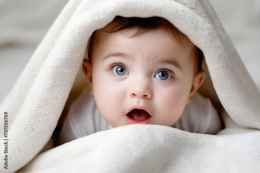surprised kid with open mouth in a bathrobe on pastel background surprised kid with open mouth in a bathrobe on pastel background