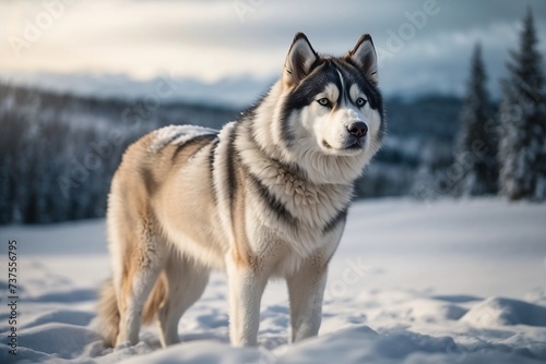 Ssiberian husky dog in snow © Naveen