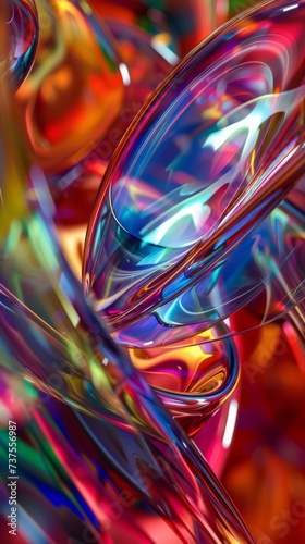 Vibrant hues dance and play within the smooth curves of a glass, creating a mesmerizing abstract masterpiece that reflects the beauty of art and color