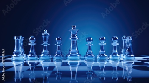 Background with chess pieces in Sapphire color.