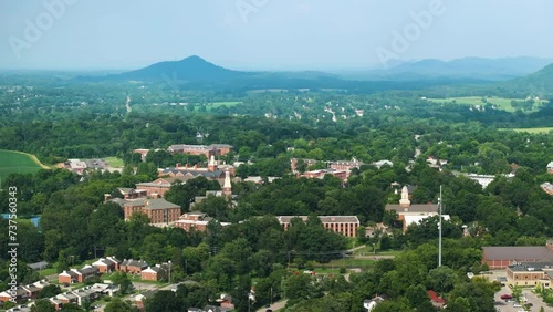 Berea College campus in Berea, Kentucky. Aerial view of historical buildings. American public education and research photo