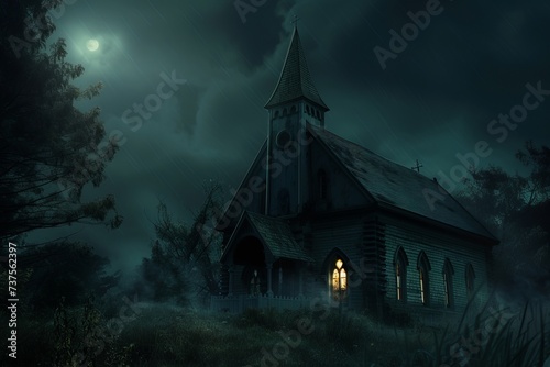 An Old Church in the Middle of a Dark Forest