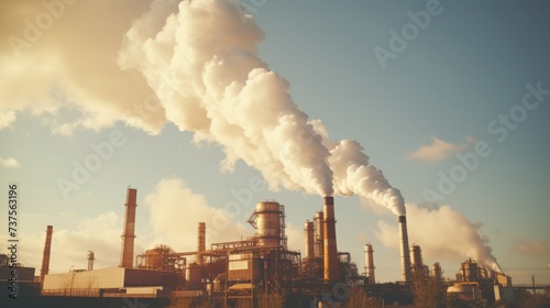 Smoke Emitting Factory With Stacks photo