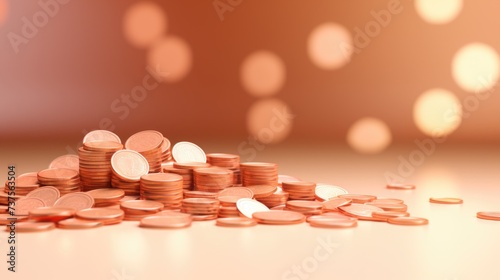 Background with coins is Peach color photo