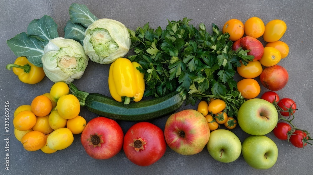 vegetables and fruits on a table generative ai vegetables and fruits on a table generative ai