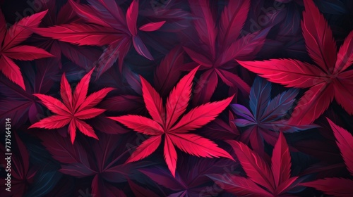 Background with Crimson marijuana leaves