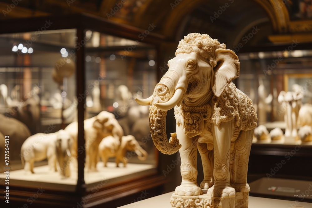 Statue of an Elephant in a Glass Case