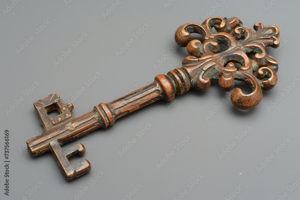 Antique Key With Ornate Design Antique Key With Ornate Design