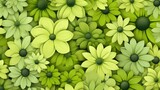 Background with different flowers in Lime Green color.