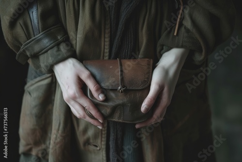 Person in Brown Coat Holding Brown Wallet photo