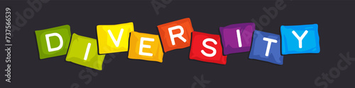 Diversity colorful cubes with letters. Vector illustration in flat style