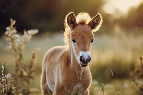 Small Horse Standing in Field of Tall Grass © Vit