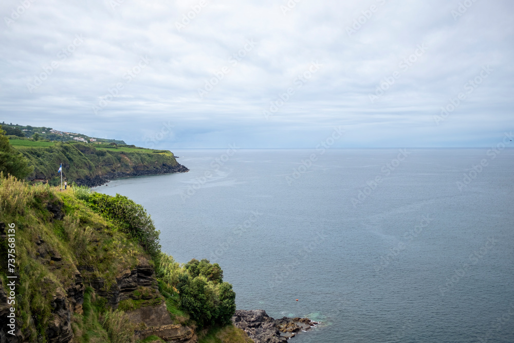 Coast of Capelas. Beautiful seascape. Capelas, Sao Miguel island, Azores. Coast of Capelas. Beautiful seascape. Capelas, Sao Miguel island, Azores.
