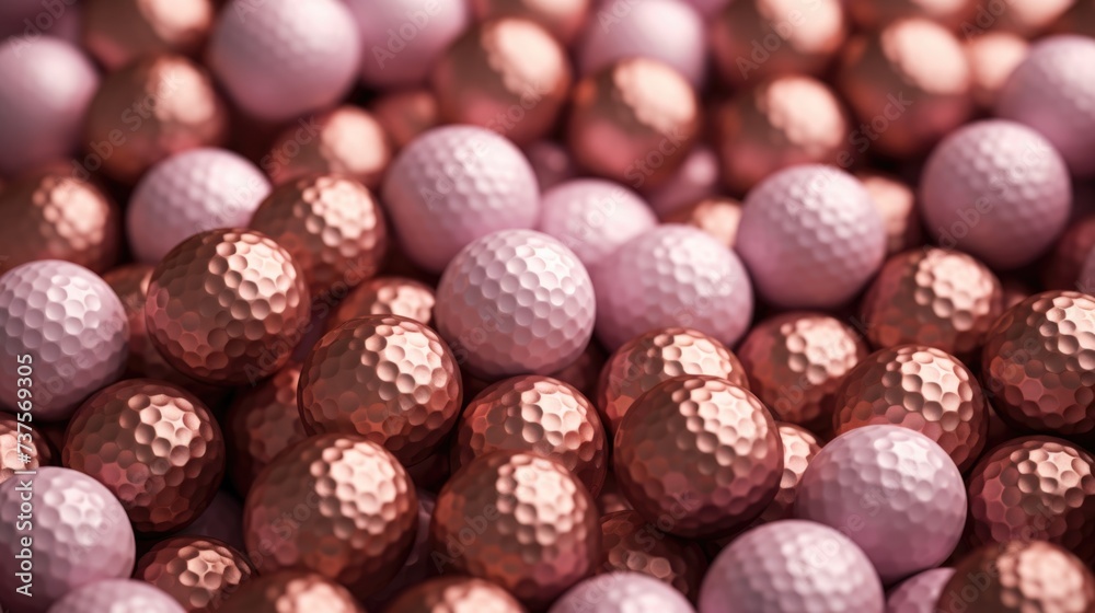 Background with golf balls in Copper Rose color Background with golf balls in Copper Rose color