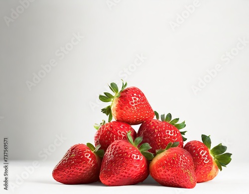 just strawberries; isolated on a white background; healthy food concept; vertical photo of freshly harvested organic fruits copy space, banner, advertisement, invitation, discount offer