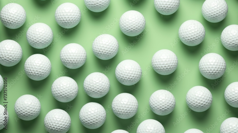 Fototapeta premium Background with golf balls in Pista Green color