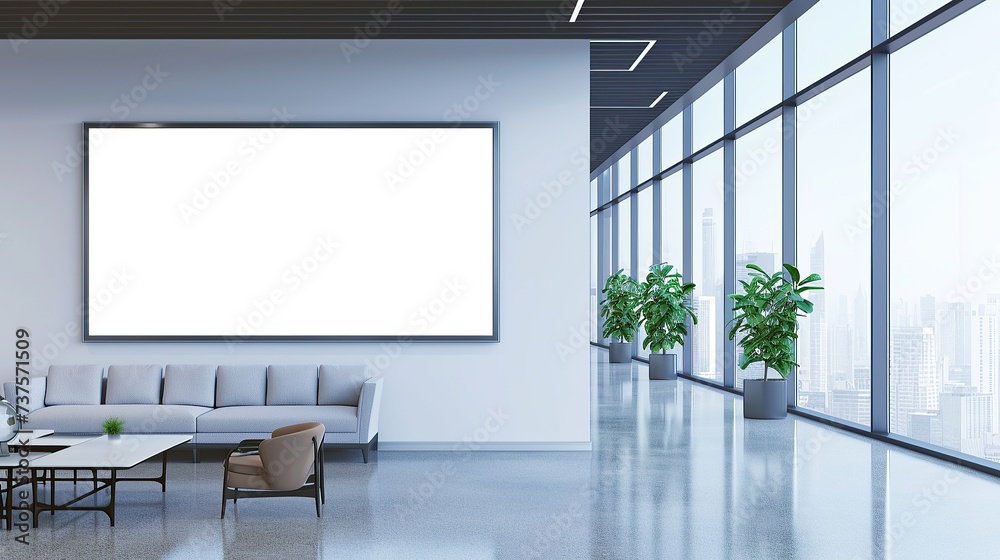 Empty room and billboard on the wall. blank board mock up ,3D Rendering Empty room and billboard on the wall. blank board mock up ,3D Rendering