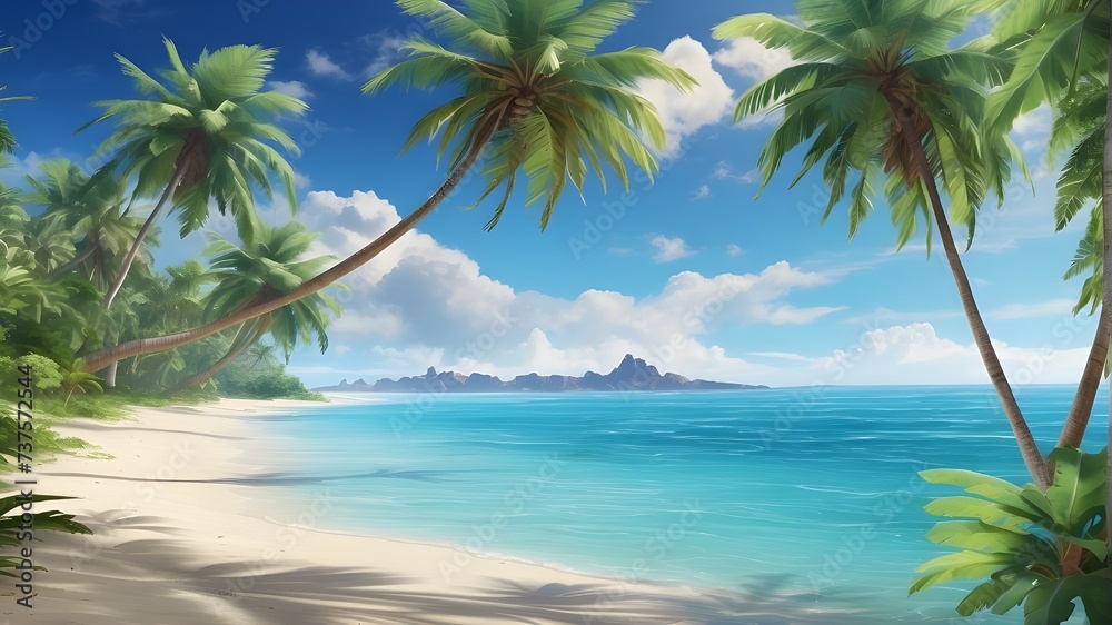 beach with palm trees, Escape to a tropical paradise every time you look at your screen with a wallpaper that transports you to a serene beach, complete with crystal clear waters and swaying palm tree beach with palm trees, Escape to a tropical paradise every time you look at your screen with a wallpaper that transports you to a serene beach, complete with crystal clear waters and swaying palm tree