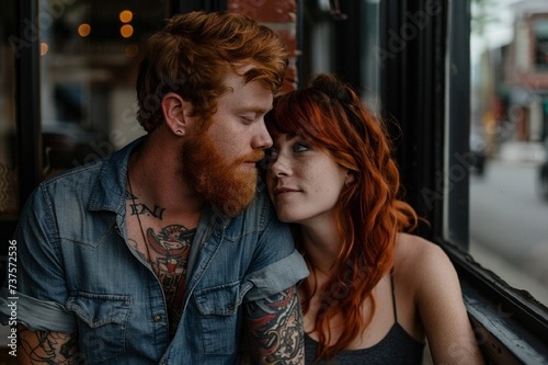 lifestyle photo of red haired couple