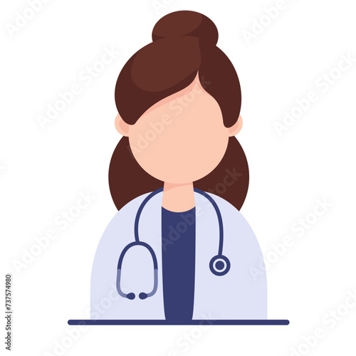 Hospital woman doctor icon. Isolated Vector Illustration on a white background