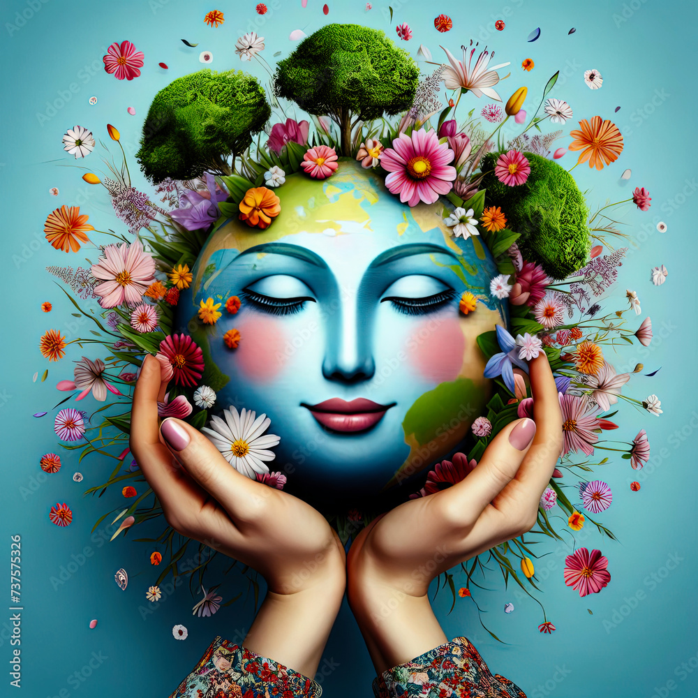 Conceptual image of a woman representing Mother Nature the personification of nature 