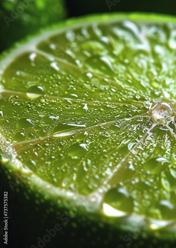Refreshing Close-up: Water Drops on Lime