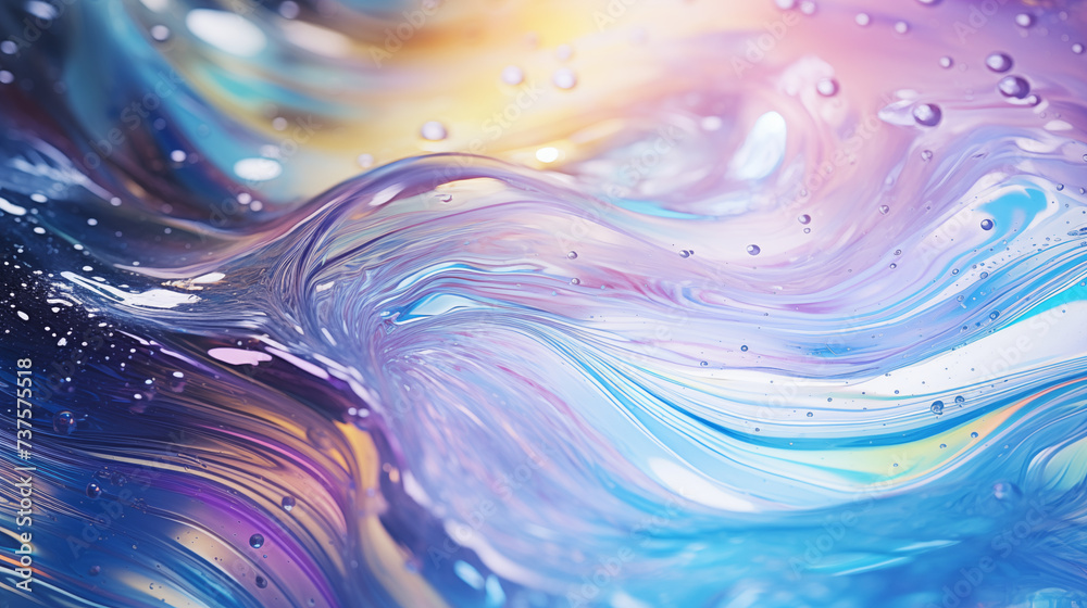 Abstrakcyjne pastelowe tło z falami wody - farba akrylowa błękitna na płótnie. Sztuka nowoczesna. Przepływ komórek - obrazy, fototapety, plakaty 