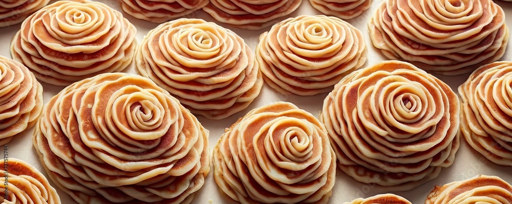 roses made out of pancakes and berries. Banner, poster for pancake restaurant, kitchen room, postcards, pancake day. Generative AI roses made out of pancakes and berries. Banner, poster for pancake restaurant, kitchen room, postcards, pancake day. Generative AI