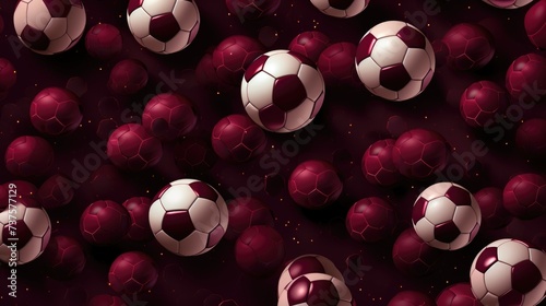 Background with soccer balls in Maroon color