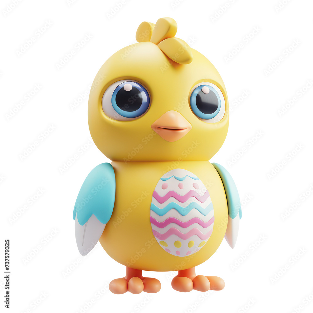 Adorable Easter chick with decorative egg for spring festivities. Easter day concept, cut out - stock png. Adorable Easter chick with decorative egg for spring festivities. Easter day concept, cut out - stock png.