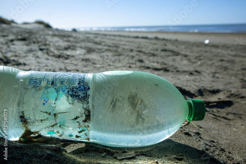 A Single Plastic Bottle Indicating the Growing Marine Pollution Crisis