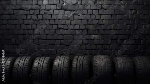 Charcoal background with car tires