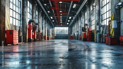 Automotive Workshop Interior: 3D Render of an Empty Car Repair Garage © AIGen