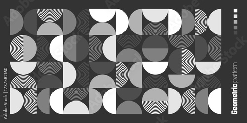 Geometric trendy pattern. Modern background with simple elements. Retro texture with basic geometric shapes. Print design, minimalist poster cover. Vector illustration