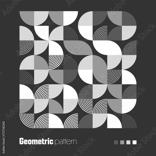 Geometric trendy pattern. Modern background with simple elements. Retro texture with basic geometric shapes. Print design, minimalist poster cover. Vector illustration
